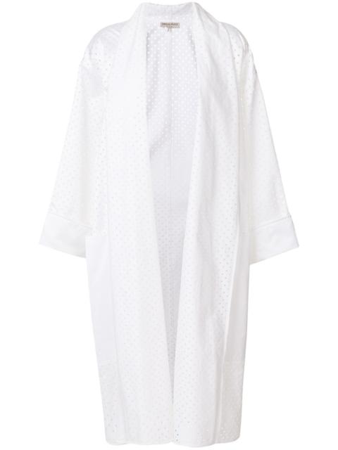 eyelet-embellished oversized coat