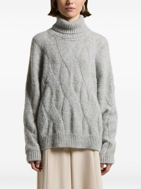 cable-knit turtleneck sweater