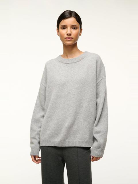 STAUD SERRANO CASHMERE RELAXED CREW HEATHER GREY