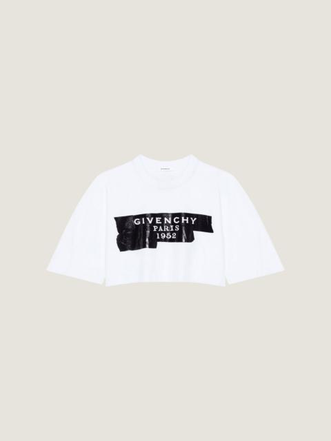 CROPPED COCOON T-SHIRT IN COTTON WITH GIVENCHY TAPE PRINT