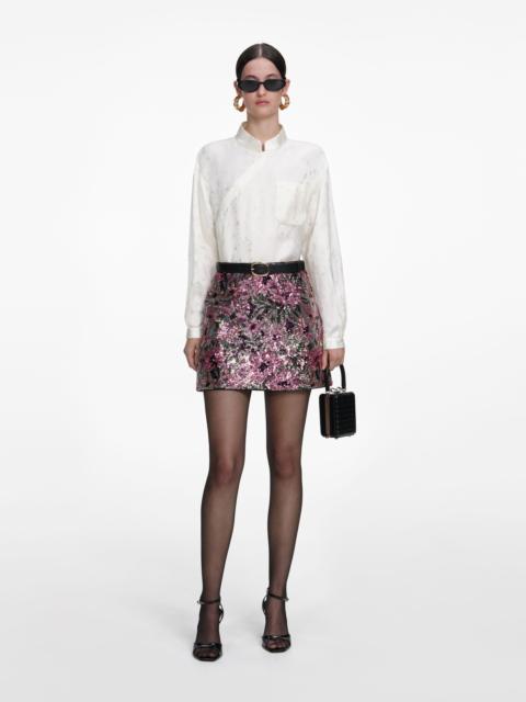 Floral Sequin Mini Skirt