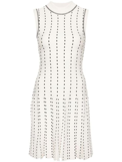 contrast-stitch pleated minidress