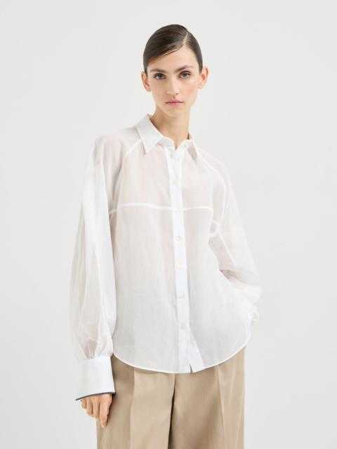 Striped cotton organza shirt with monili