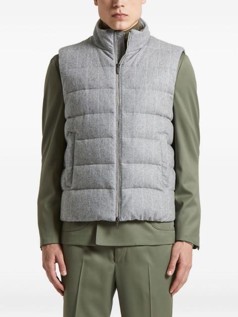 pinstripe quilted gilet