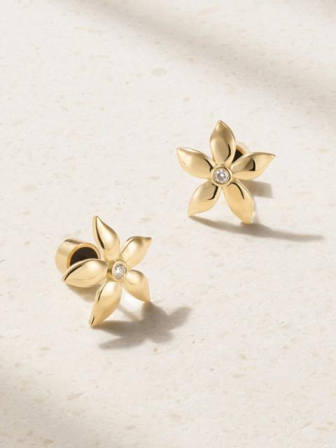 Mini Blossom 18-karat gold diamond earrings Gold