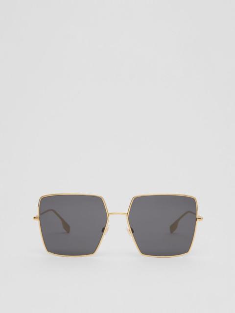 Icon Stripe Detail Square Frame Sunglasses