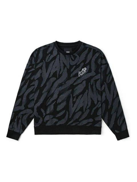 Vans Tiger Stripes Pattern Round Neck Pullover Black White VN0002BPYM7