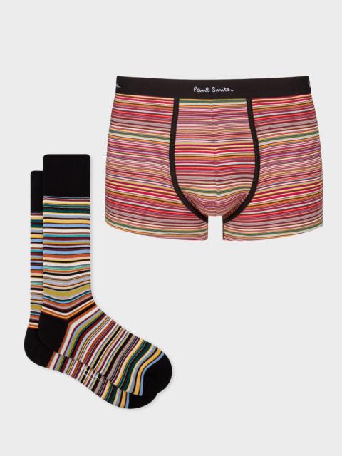 'Signature Stripe' Socks & Boxer Briefs Gift Set