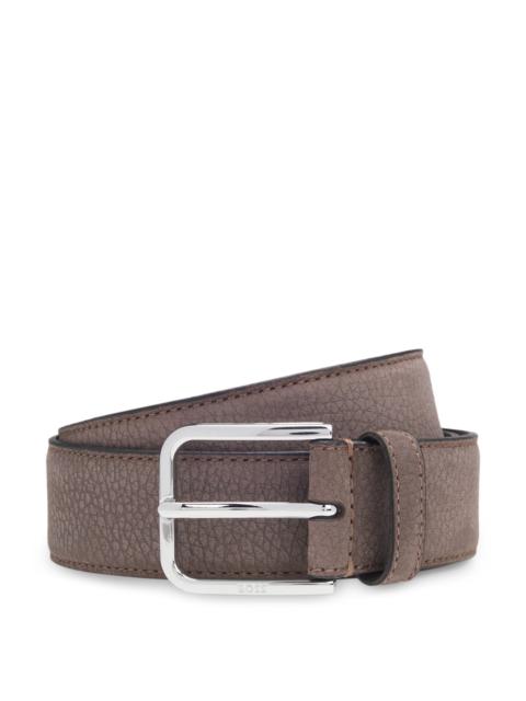 ITALIAN-NUBUCK BELT WITH POLISHED PIN BUCKLE