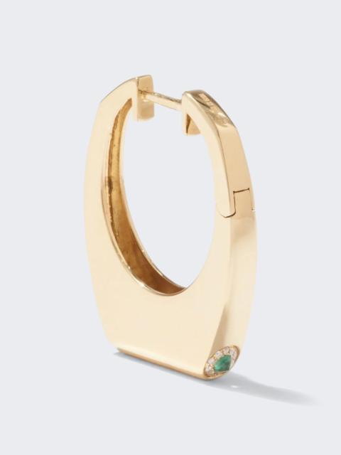 Grace Earring 14k Yellow Gold, White Diamonds, Single Emerald
