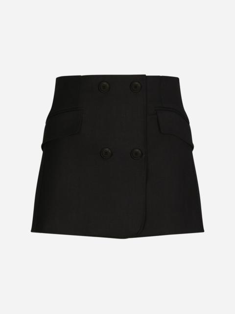 Twill mini wrap skirt