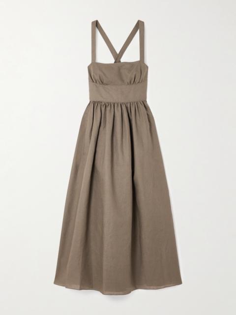 Linen And Cotton-blend Midi Dress