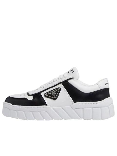 (WMNS) PRADA Soft Padded Nappa Leather Laced-Up Shoes 'White Black' 1E946M_3LJ6_F0964