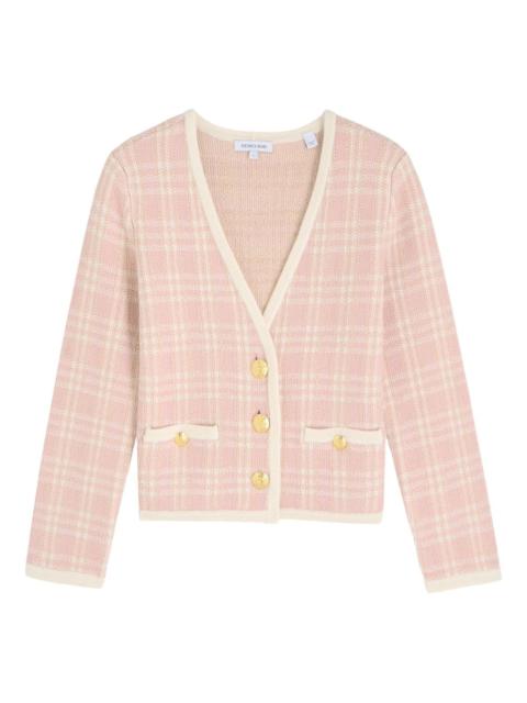 check-pattern cardigan