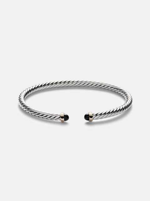 Cable Flex sterling silver and 14kt gold cuff bracelet with onyxes