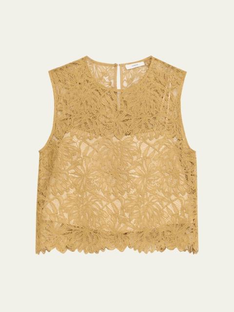 Sleeveless Floral Lace Top