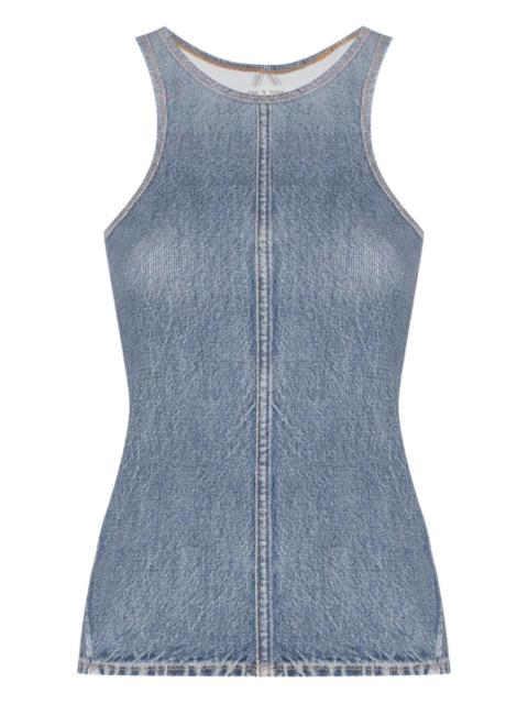 denim-effect racerback top