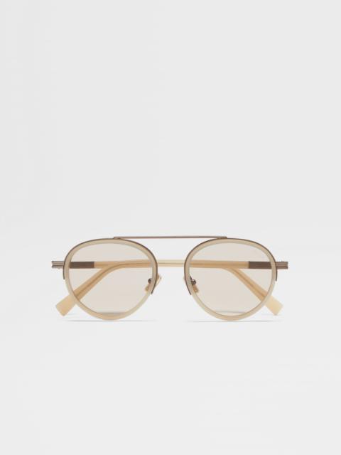 BEIGE ORIZZONTE II ACETATE AND METAL SUNGLASSES