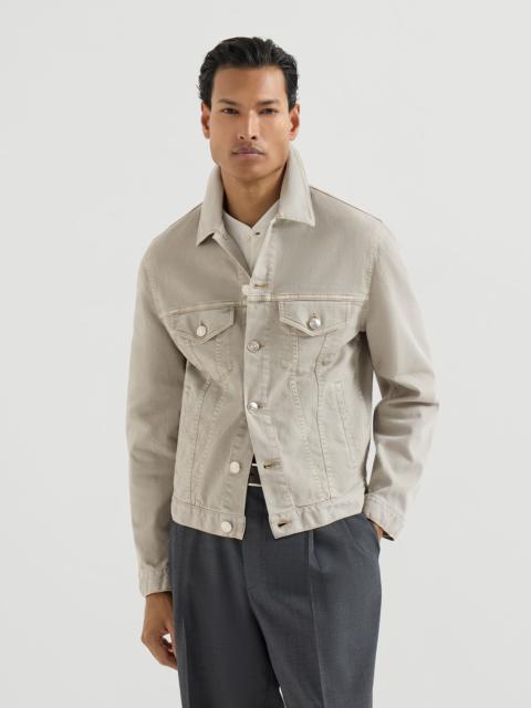 Garment-dyed four-pocket jacket in comfort cotton lightweight denim
