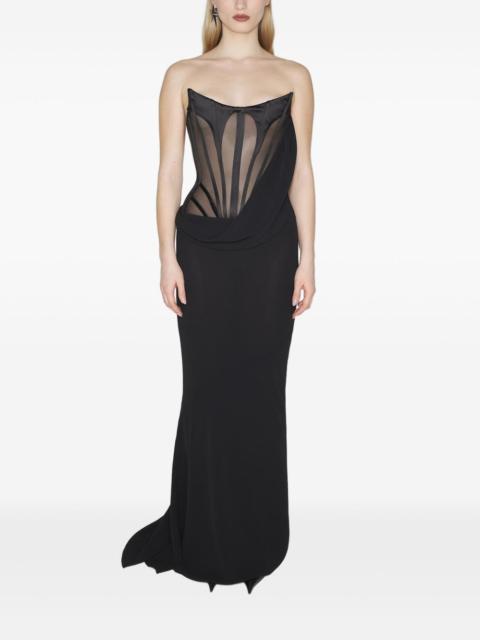 corset draped maxi dress
