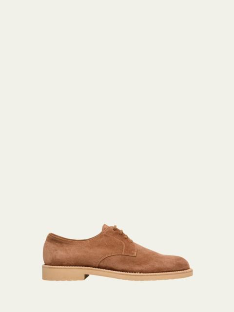 Men's Suede Tonal-Sole Derby Shoes