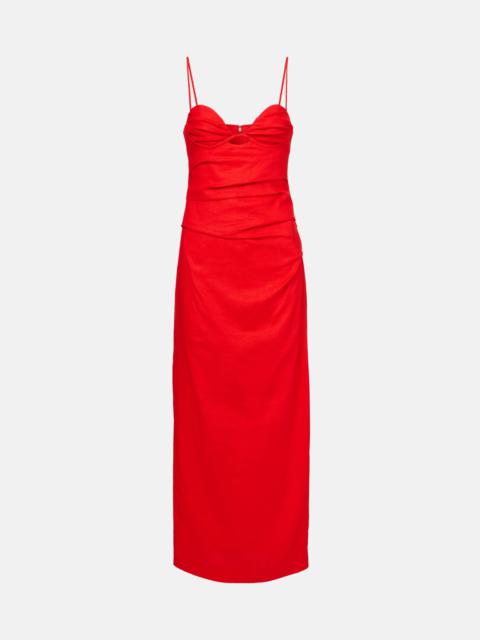 Noemi ruched linen maxi dress