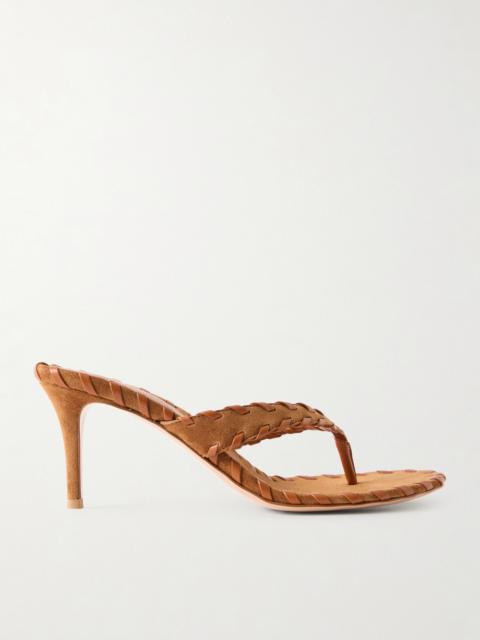 Whipstitched Leather-trimmed Suede Sandals