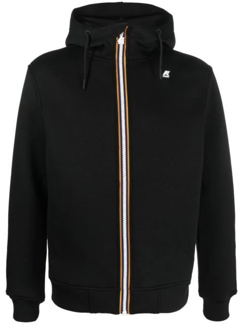 stripe-trim zip-up hoodie