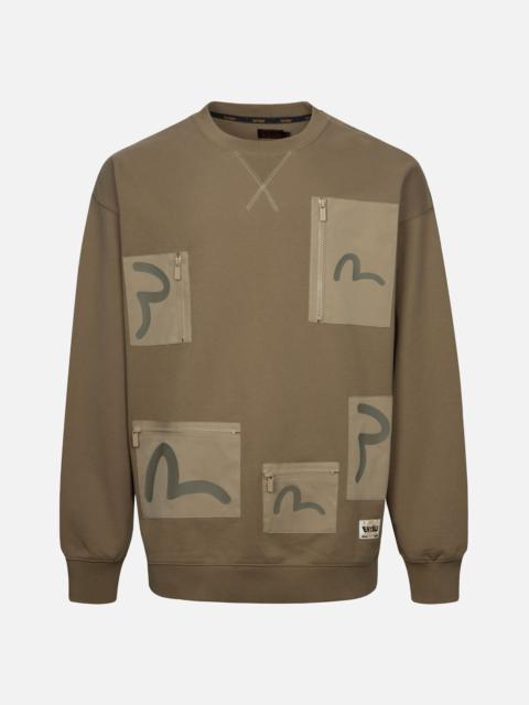 MULTI-POCKETS WITH SEAGULL PRINT LOOSE FIT SWEATSHIRT