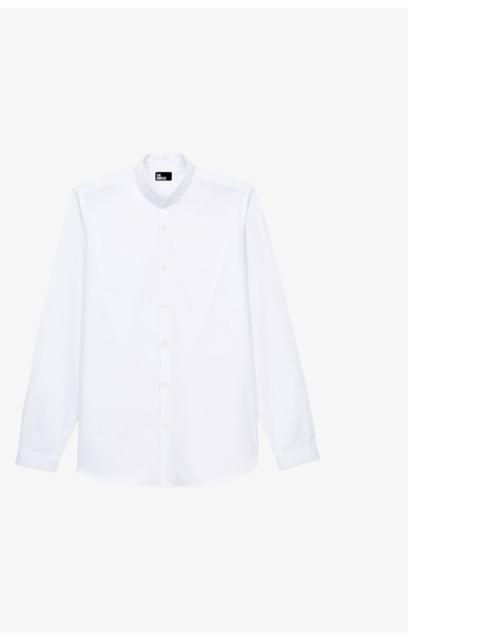 Curved-hem slim-fit cotton shirt