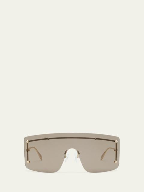 Studded Zinc Alloy Shield Sunglasses