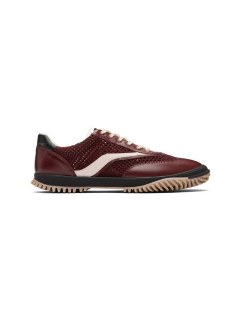 Burgundy S-Wave Sport Mesh Paneled Sneakers