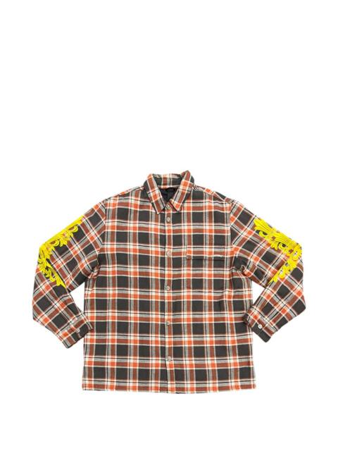 check embroidered flannel jacket