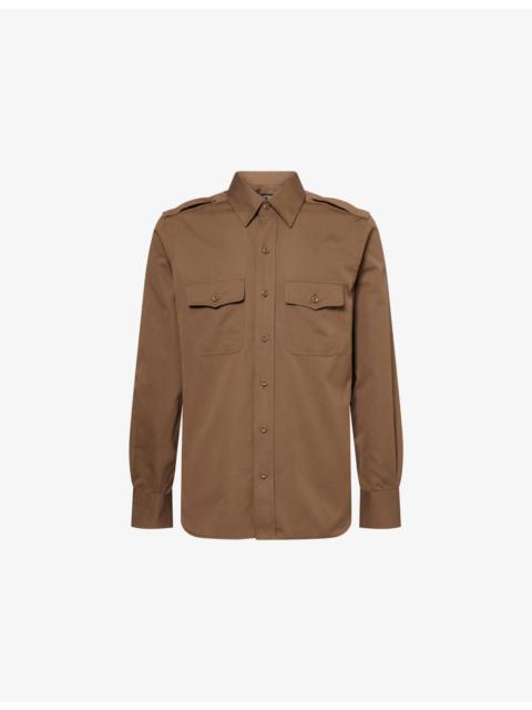 Military Patch-Pocket Cotton-Silk Blend Shirt