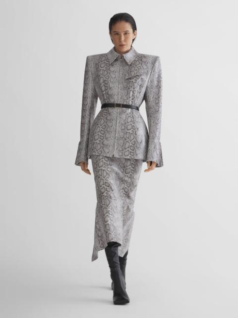 python-embossed leather slit mermaid skirt