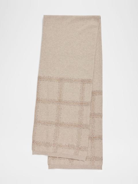 Sequined Check Wool Cashmere Scarf