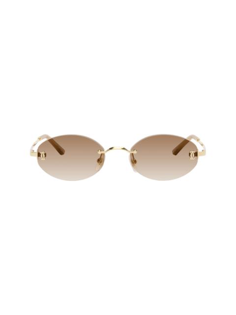 Gold Signature C Oval Rimless Sunglasses