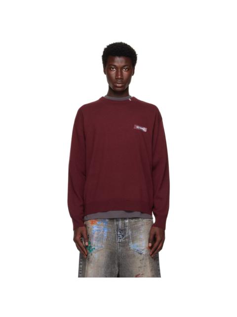 Burgundy Logo Knit Pullover Sweater