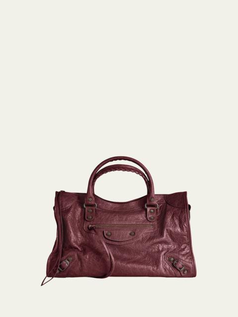 Le City Medium Crinkled Leather Top-Handle Bag