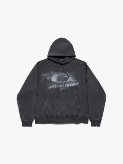 Men's Washed Crayon Loop Oversized Hoodie in Washed Black/white