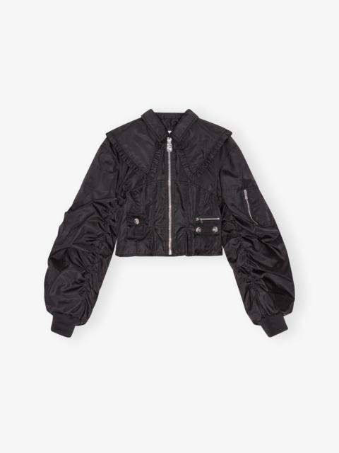 BLACK DUCHESSE NYLON FITTED JACKET
