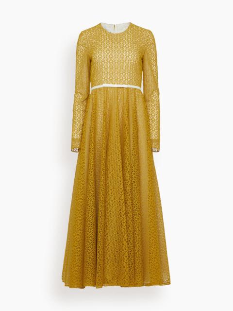 Ribbon Macrame Dress in Mustard