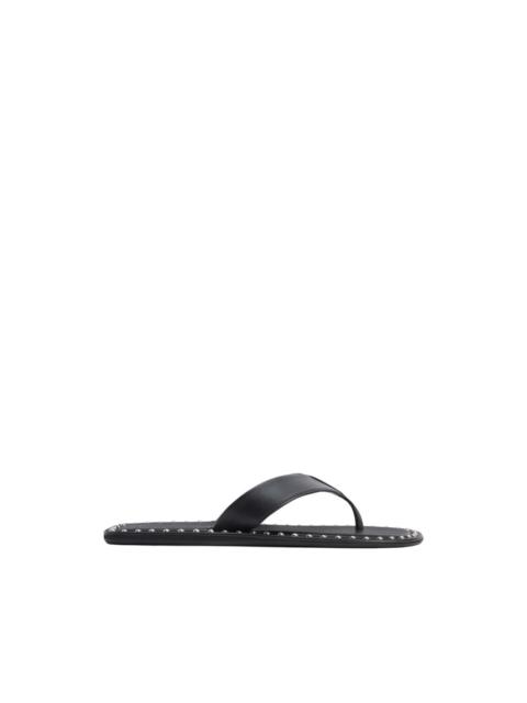 stud-embellished leather thong flip flop