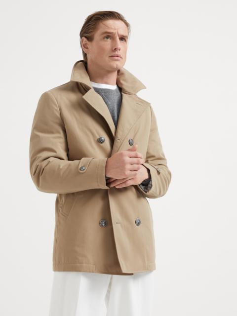 Techno cotton gabardine pea coat with Thermore® padding and metal buttons