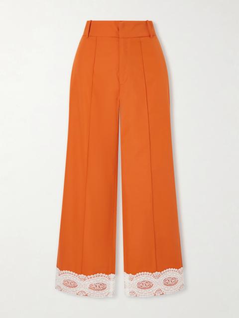 Yoshimoto Lace-trimmed Cotton Poplin Pants
