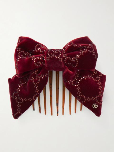 Crystal-embellished Cotton-blend Velvet Hair Clip