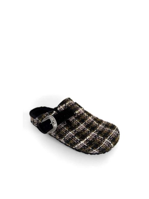 plaid buckle slippers