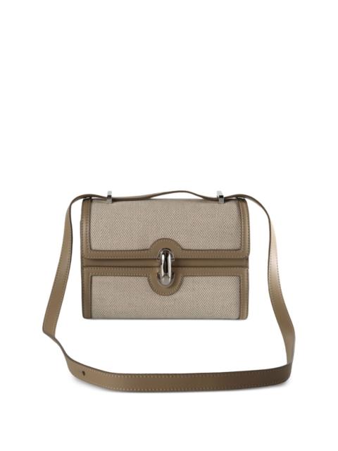 herringbone-pattern flap cross body bag