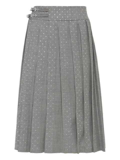 houndstooth pleated midi skirt