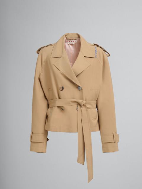 SHORT BEIGE WOOL BLEND TRENCH WITH MARNI SYMBOL